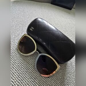 CHANEL sunglasses silver and brown